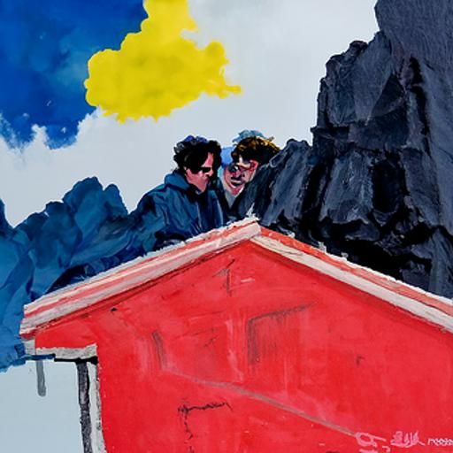 John Linnell and John Flansburgh: Gouache Rooftop Portrait