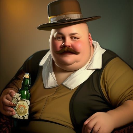 Detailed Portrait of Man with Mustache in Armchair