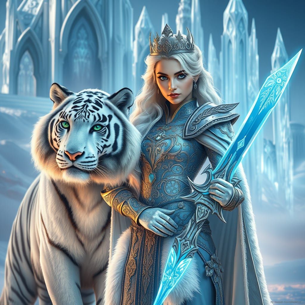 Ethereal Ice Queen Commands Frosty Realm in Majestic Splendo...