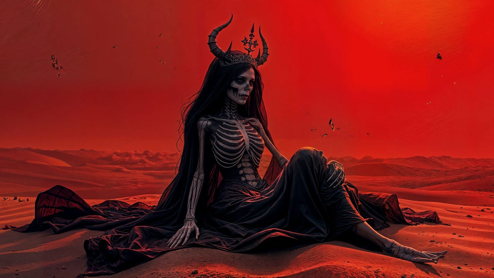 Lady Death Sunbathing in Dark Gothic World