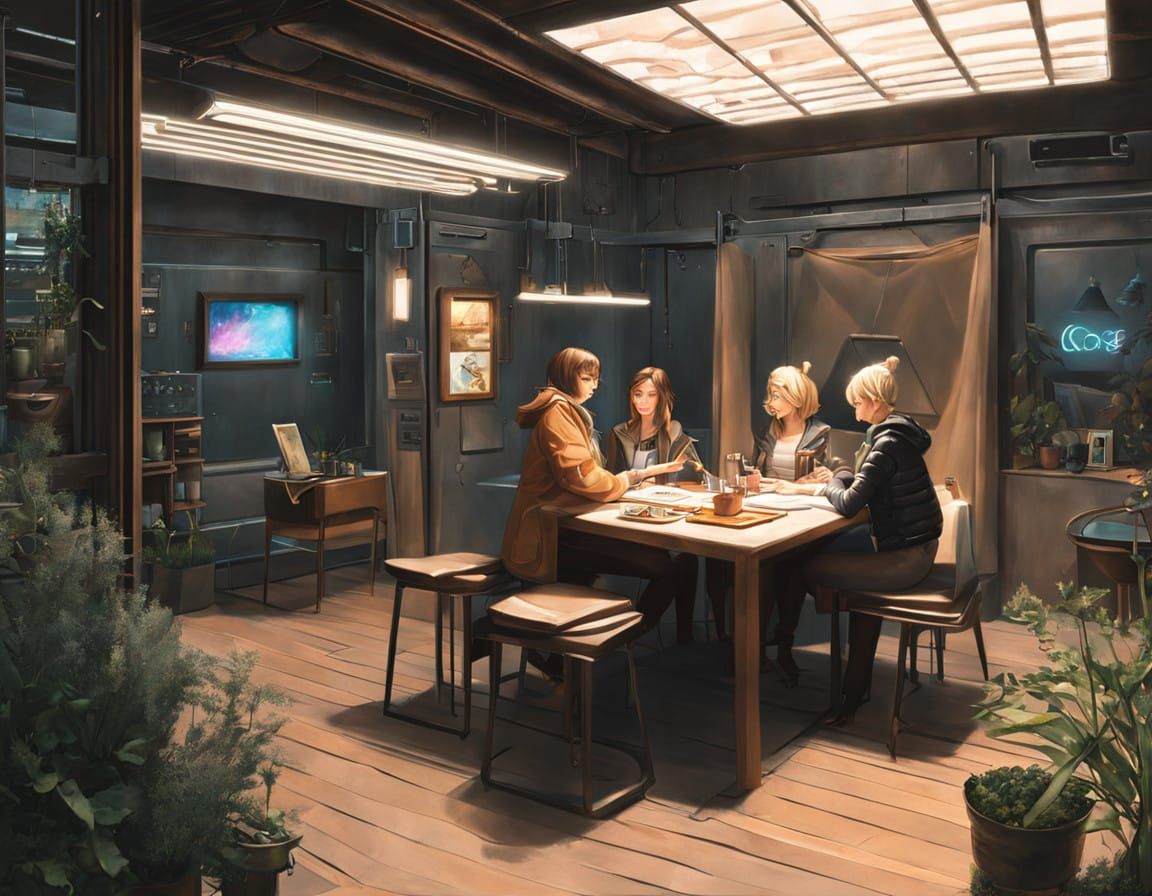 Lovingly Shared Moment in a Vibrant Art Studio