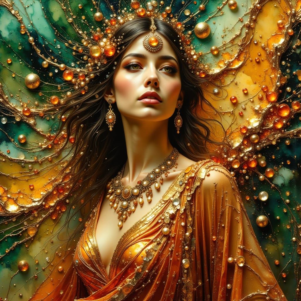 Goddess of Abundance in Vibrant Metallics