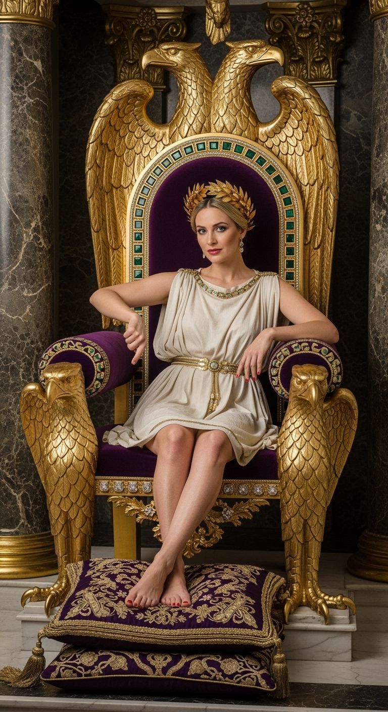 Roman Empress on Eagle Throne, Photorealistic Style
