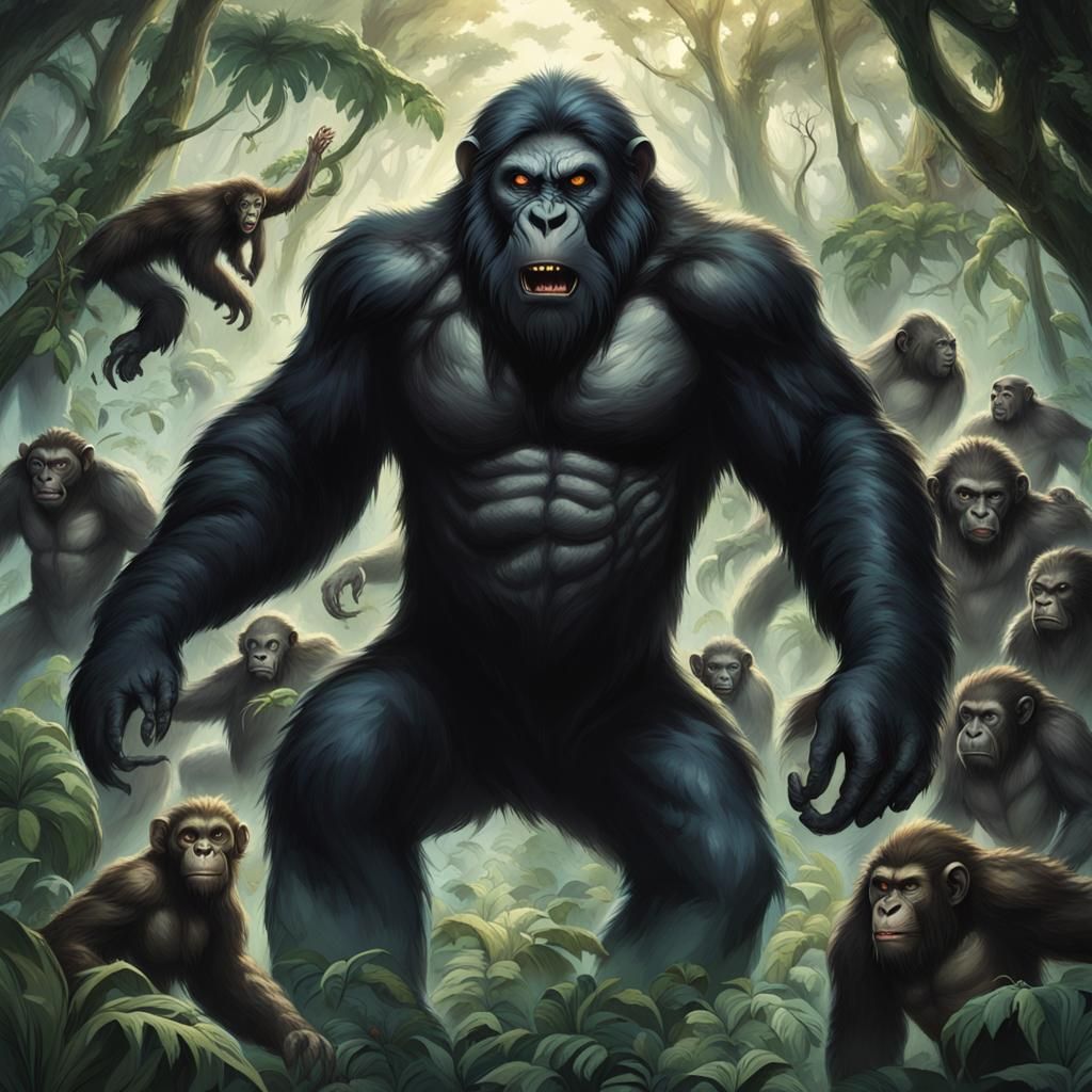 Ape-Human Hybrid Leads Primate Army Through Jungle