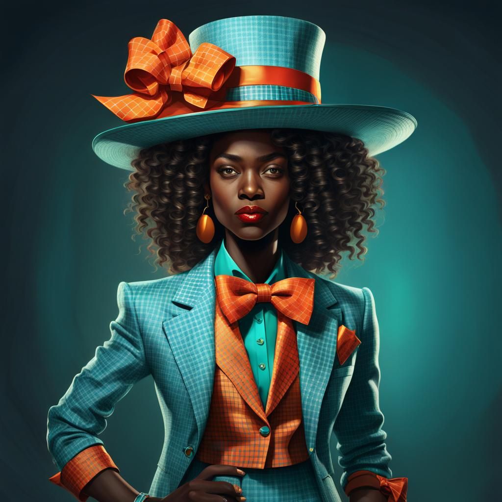 Stylish Woman in Art Nouveau Portrait, Detailed Textures