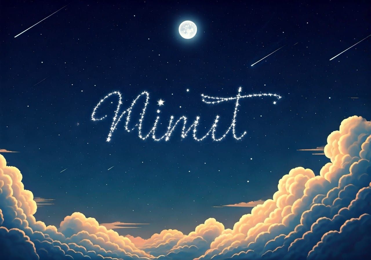 Midnight Sky Shooting Stars in Matte Painting Style