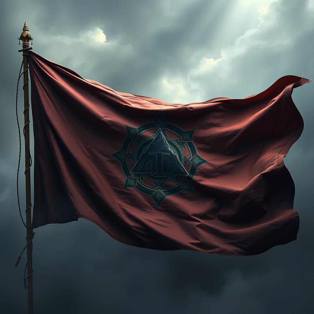 Fantasy Realm Flag with Mountain Symbol, Matte Painting