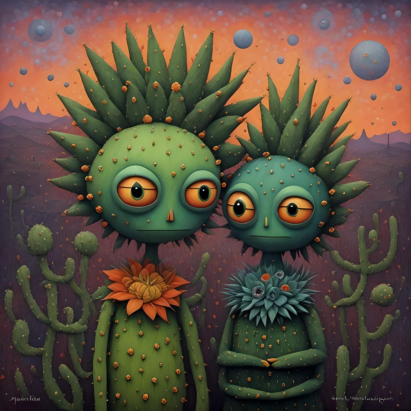 Surreal Cactus Person in a Dreamscape