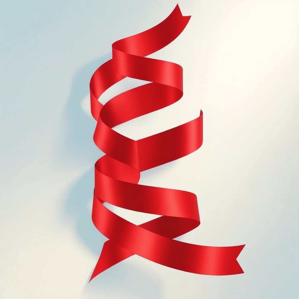 Elegant Cerulean Ribbon Spiraling Upwards in 3D Style