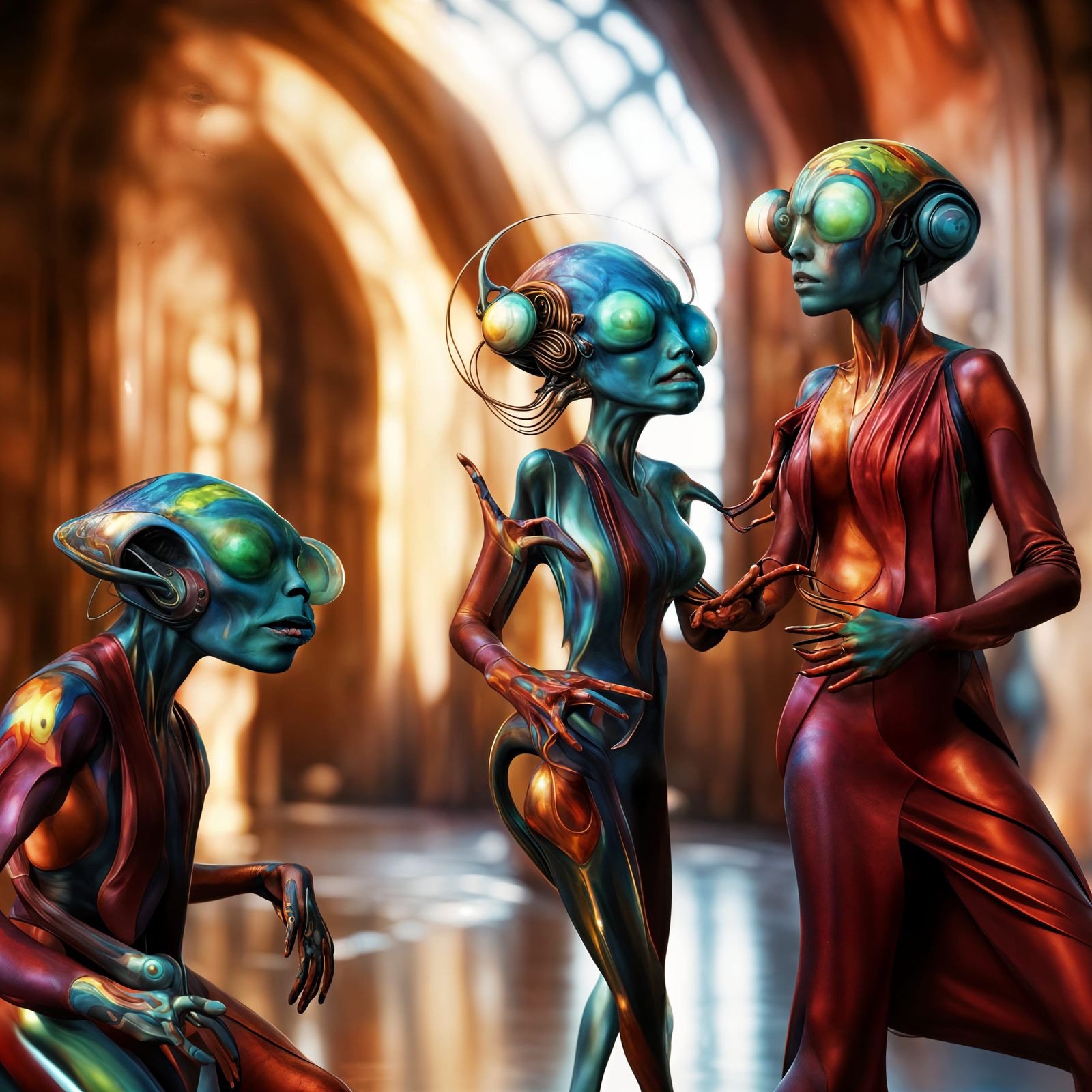 waiting outside a courtroom - someone shouts the decision in the hall so by the end they celebrate