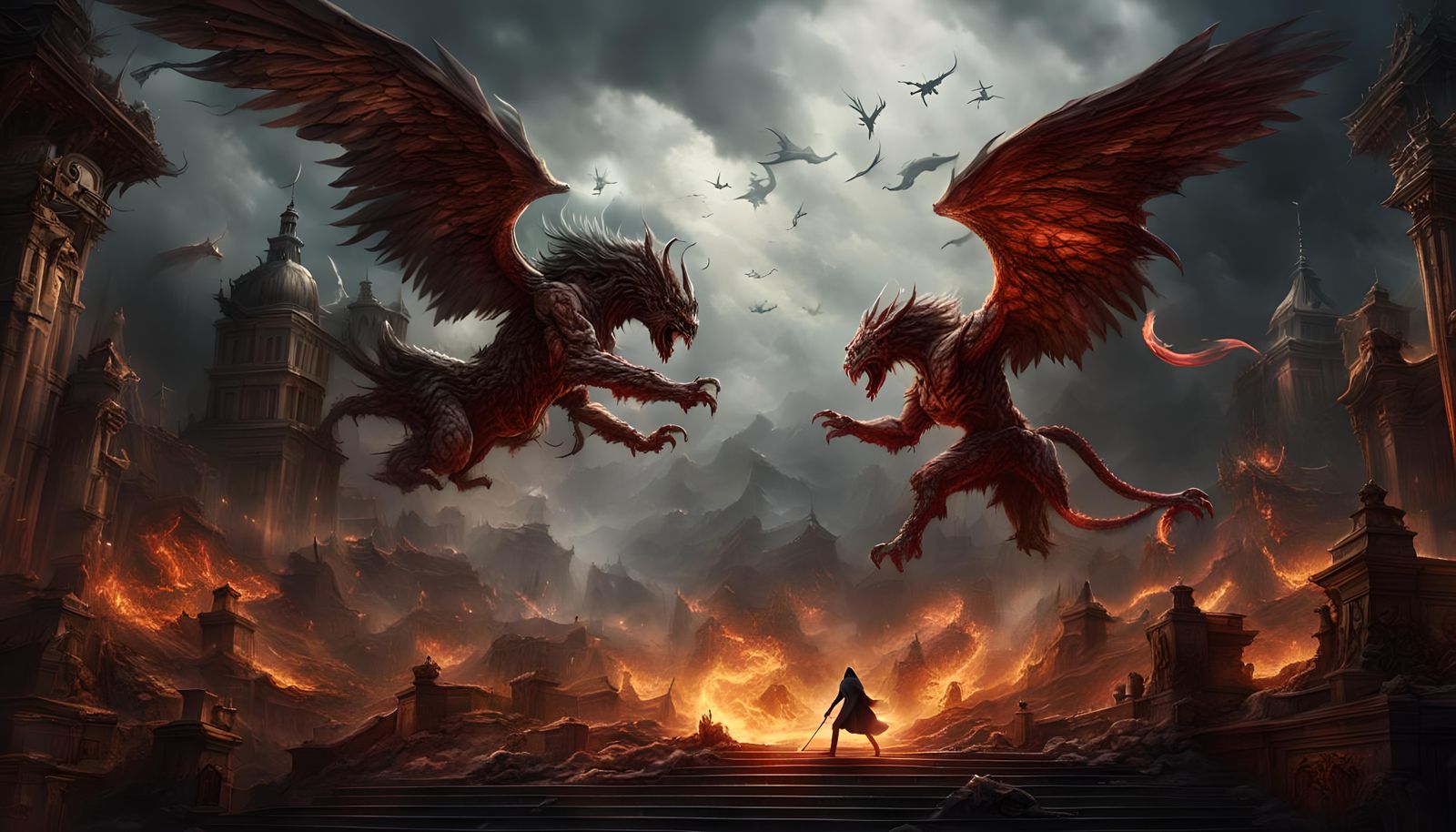 Epic Angel vs Demon Battle in Digital Matte Painting