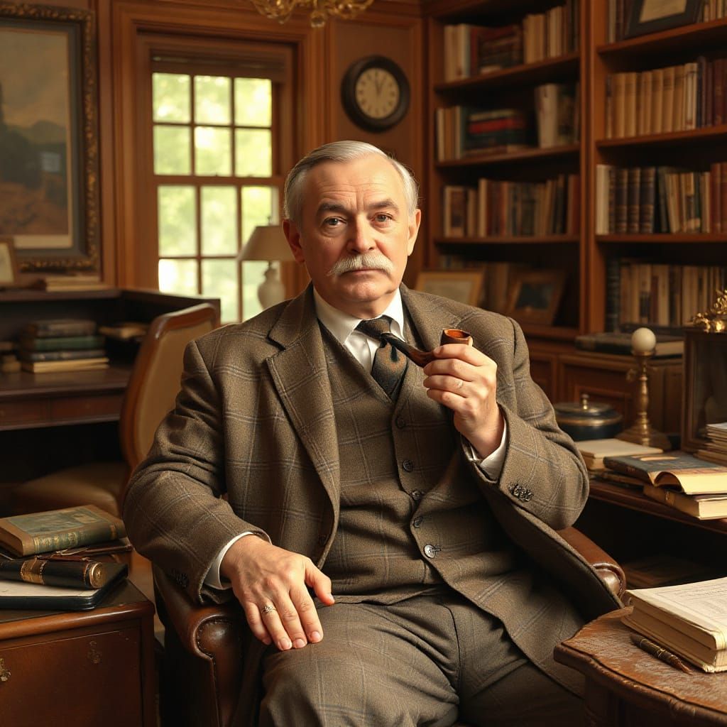 Distinguished Gentleman in Cozy Study, Leyendecker Style
