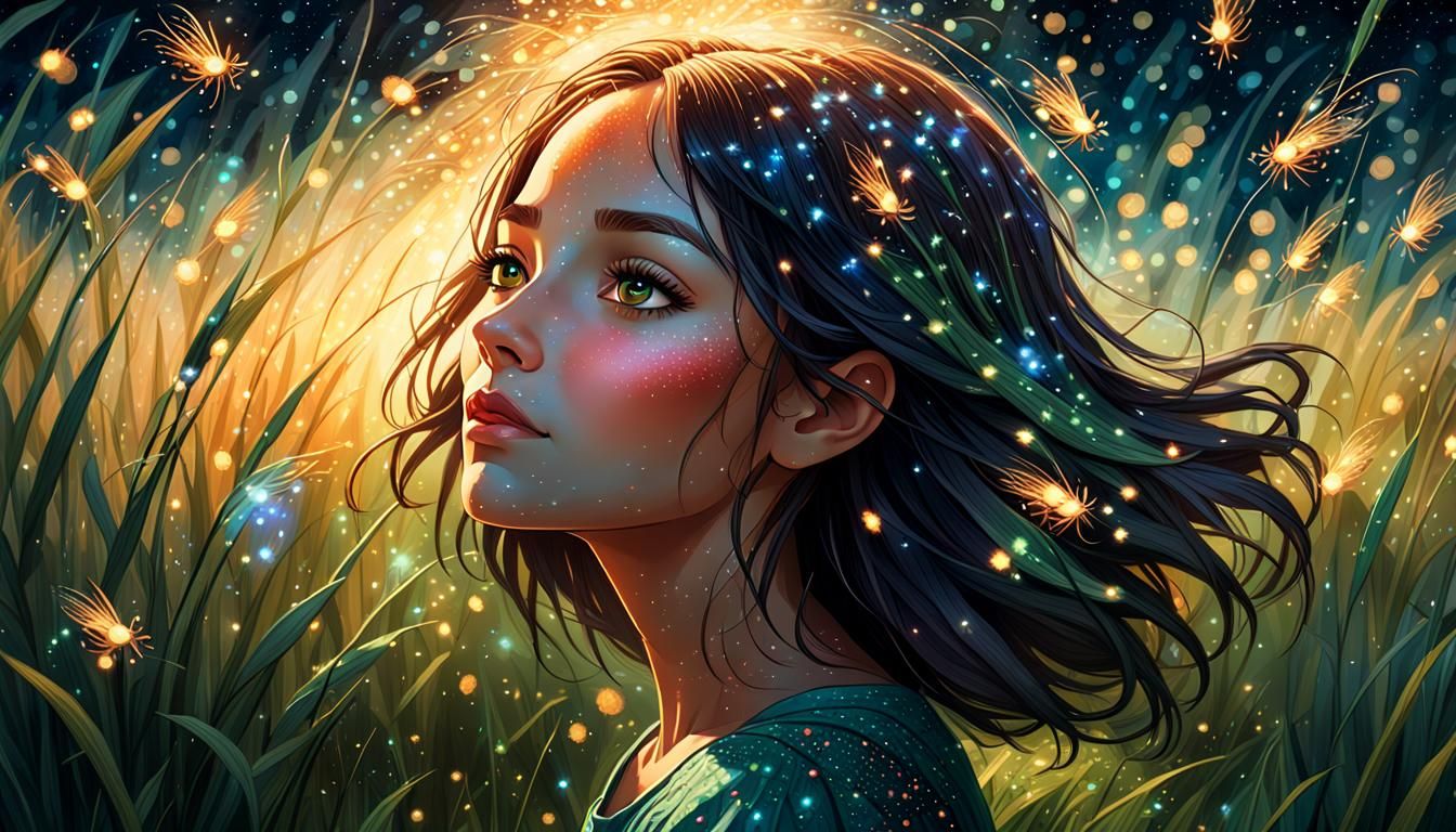 Firefly Meadow Portrait in Hyperdetailed Digital Art Style