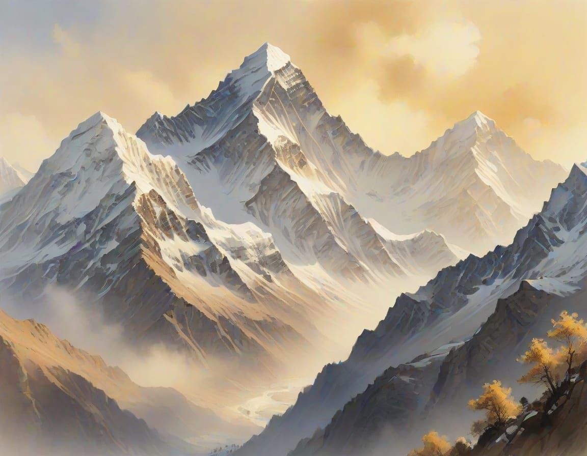 Majestic Mount Everest in Soft Impressionist Light