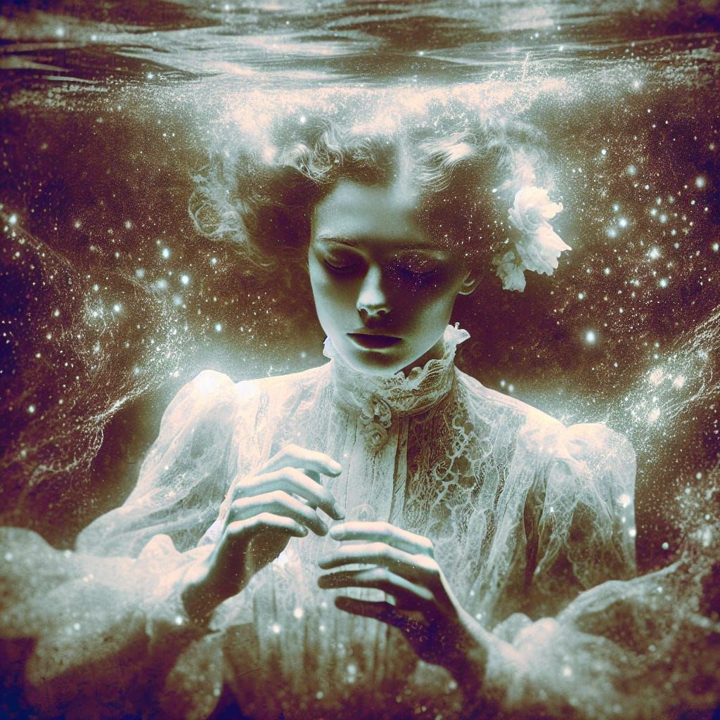 Underwater Woman in Vintage Macabre Style