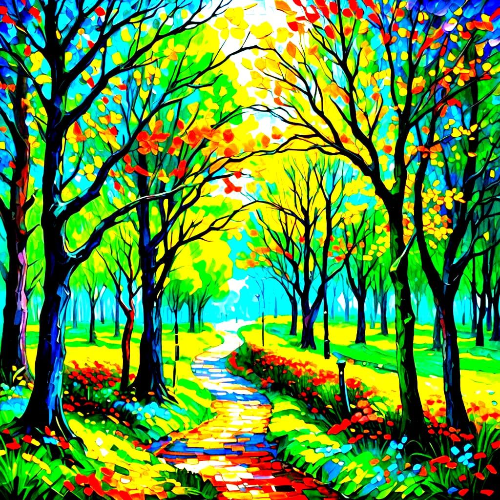 Colorful Impasto Oil Painting in Neo-Expressionist Style
