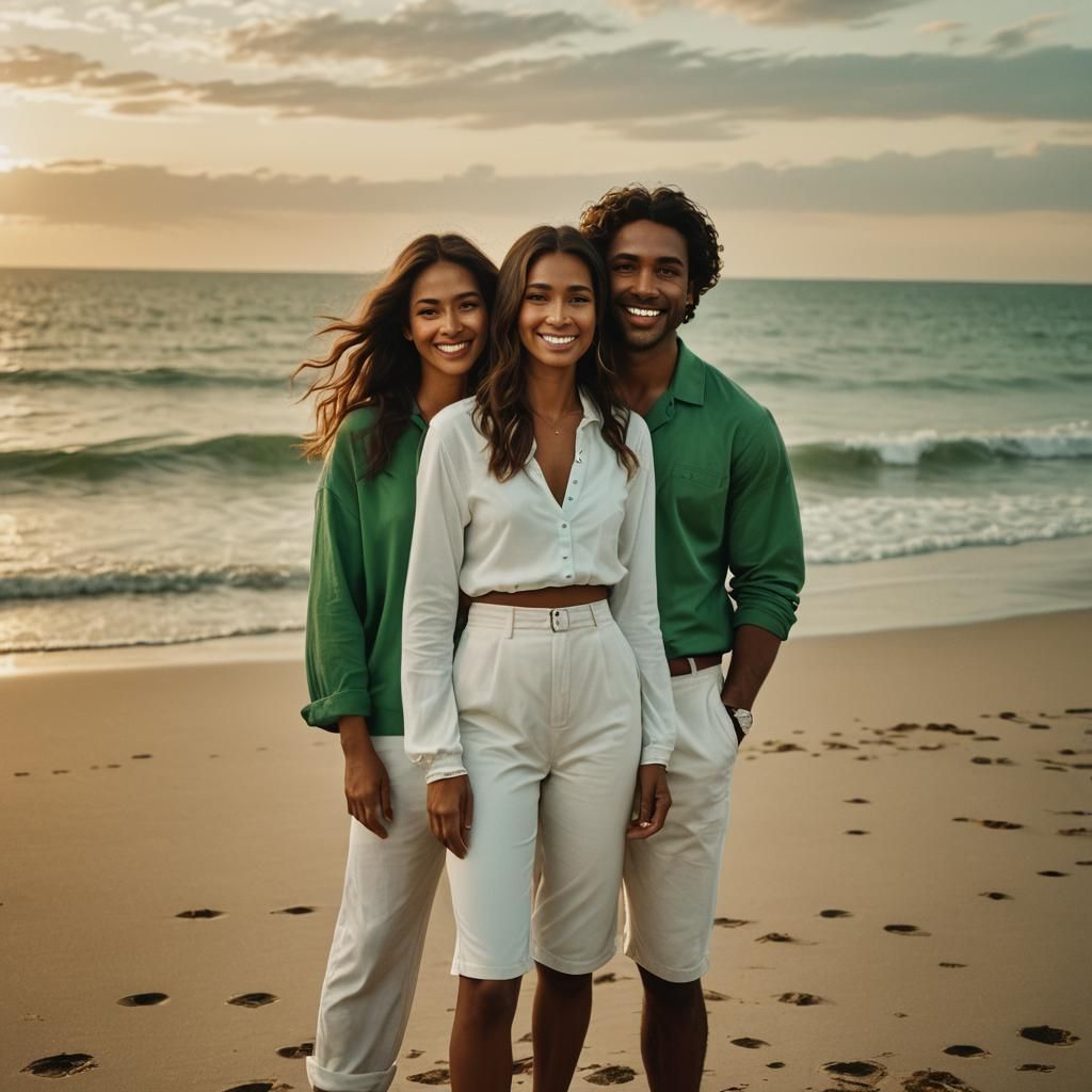 Romantic Beach Sunset with Couple in Cinematic Style