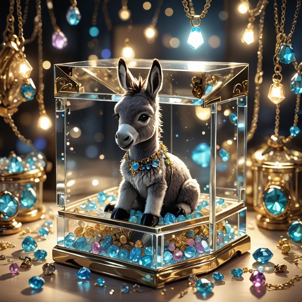 Miniature Donkey in Jewelry Box, Manga Scan Style