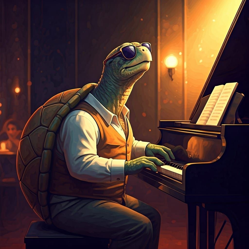 Turtle Jazz Singer in Anime Style