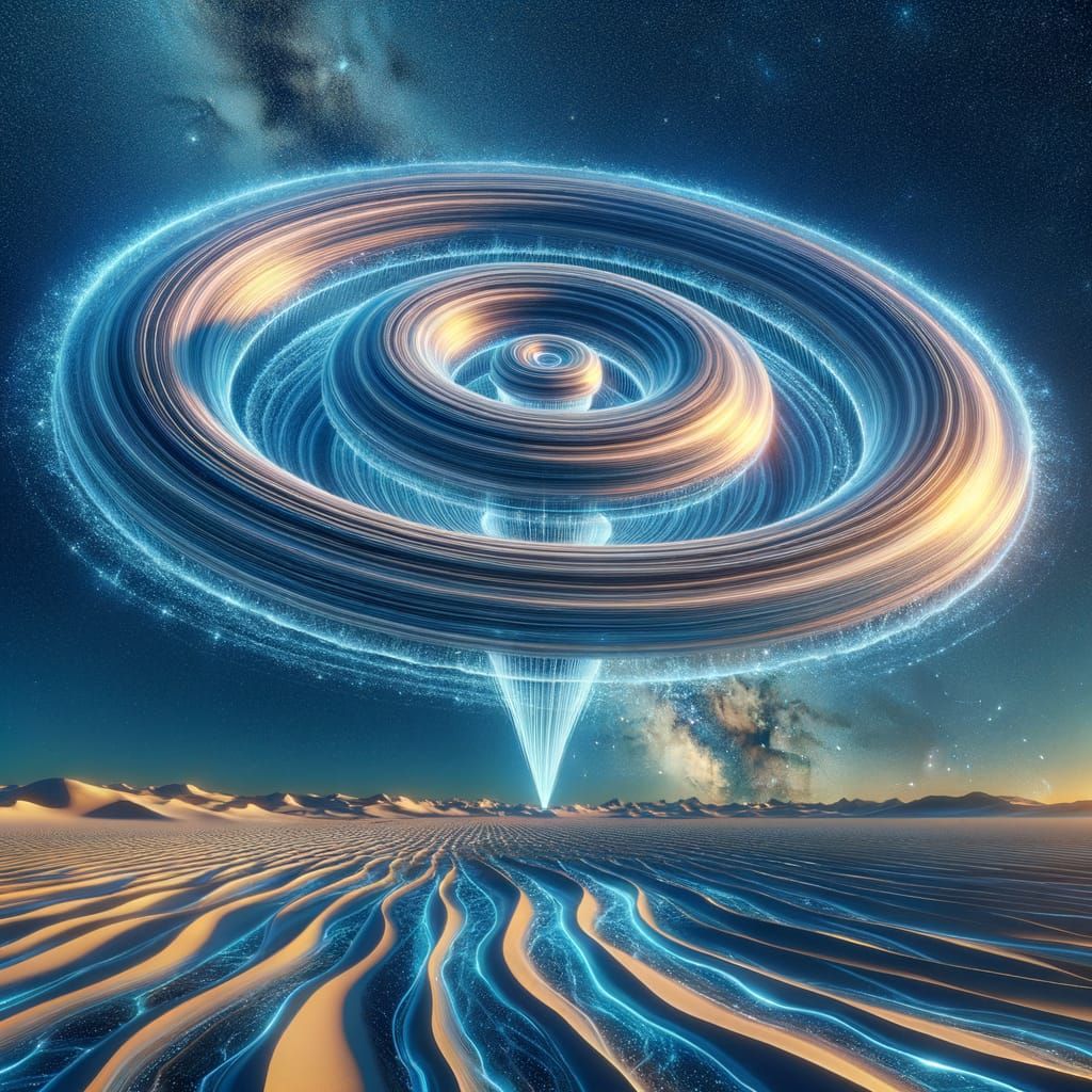 Giant Toroidal Energy Field Over Surreal Landscape