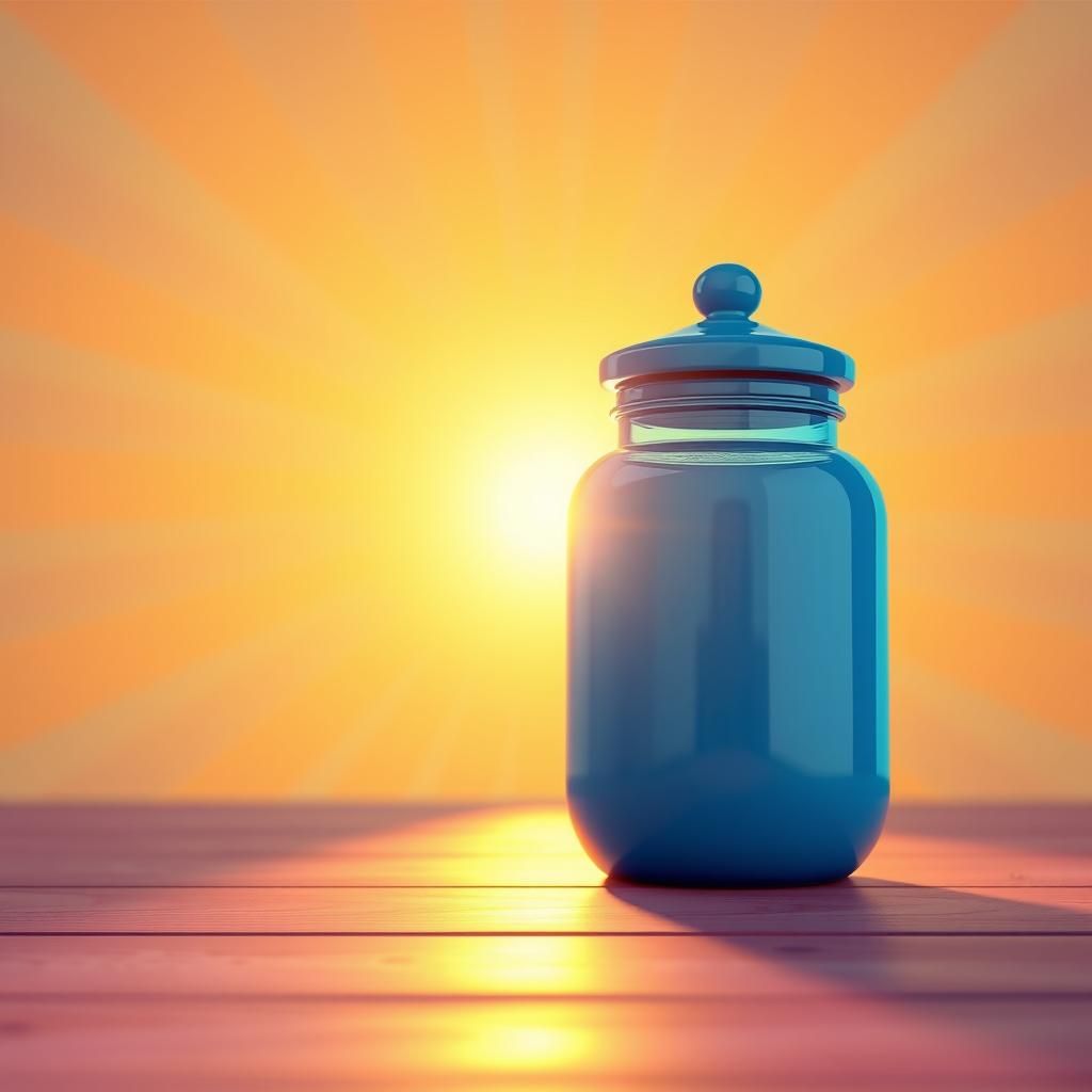 Vibrant Blue Cookie Jar in 3D Digital Art