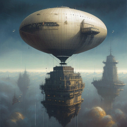 Vibrant Airship Pilot Conquers the Sky in Dynamic Splatters