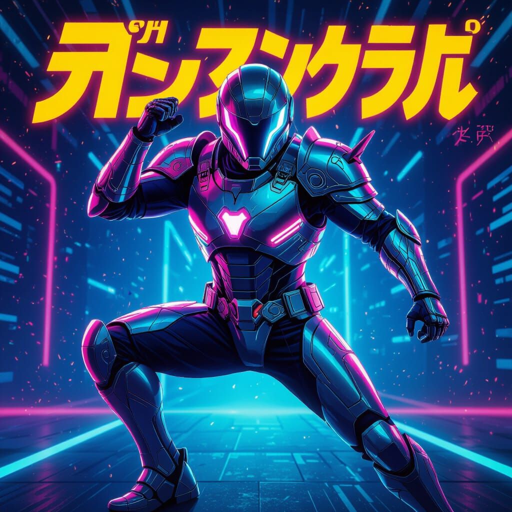 Futuristic Pop-Art Hero Card with Neon Accents