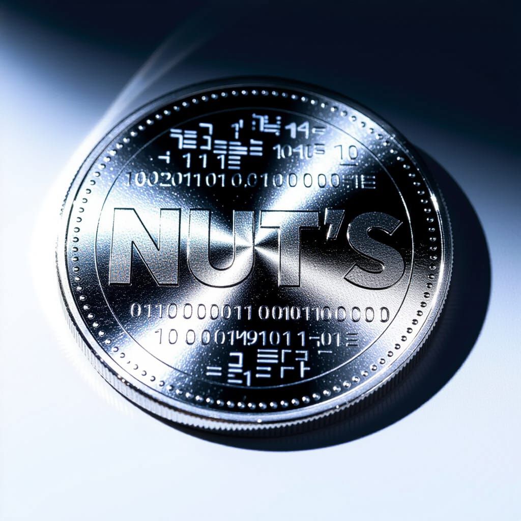 Minimalist Photo of "NUT'S" on Silver Coin