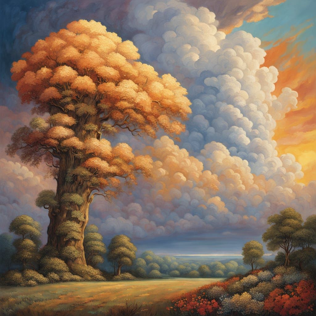 Ethereal Whimsy: A Maximalist Oil on Canvas