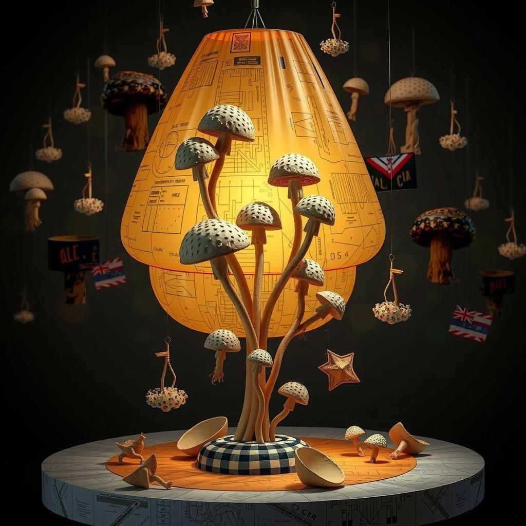 Porcelain Bureaucrats Counting Mushrooms: Surreal Sculptures