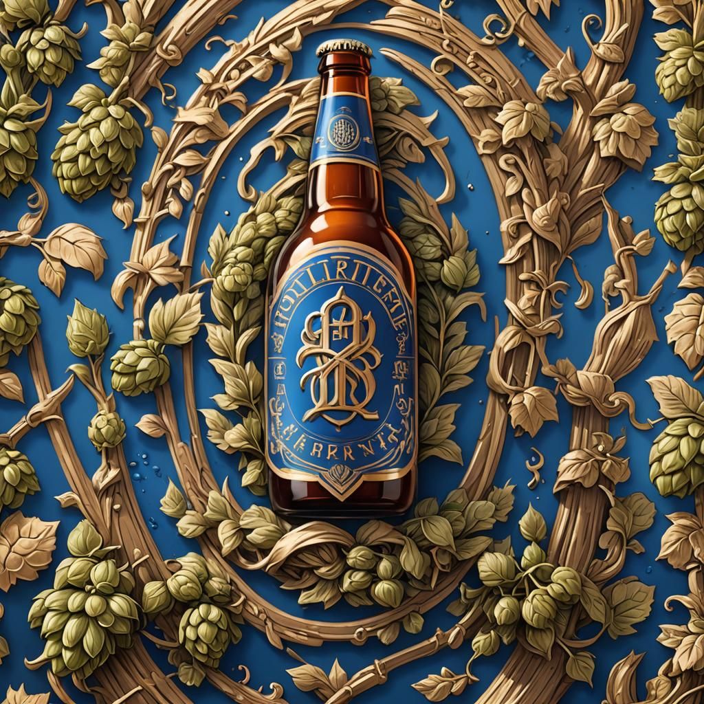 Detailed Beer Bottle Logo with Fraternity Symbols
