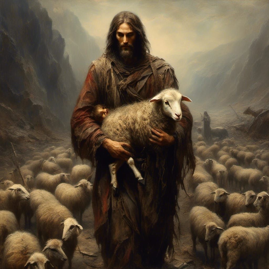 Jesus Rescues Sheep in Macabre Style