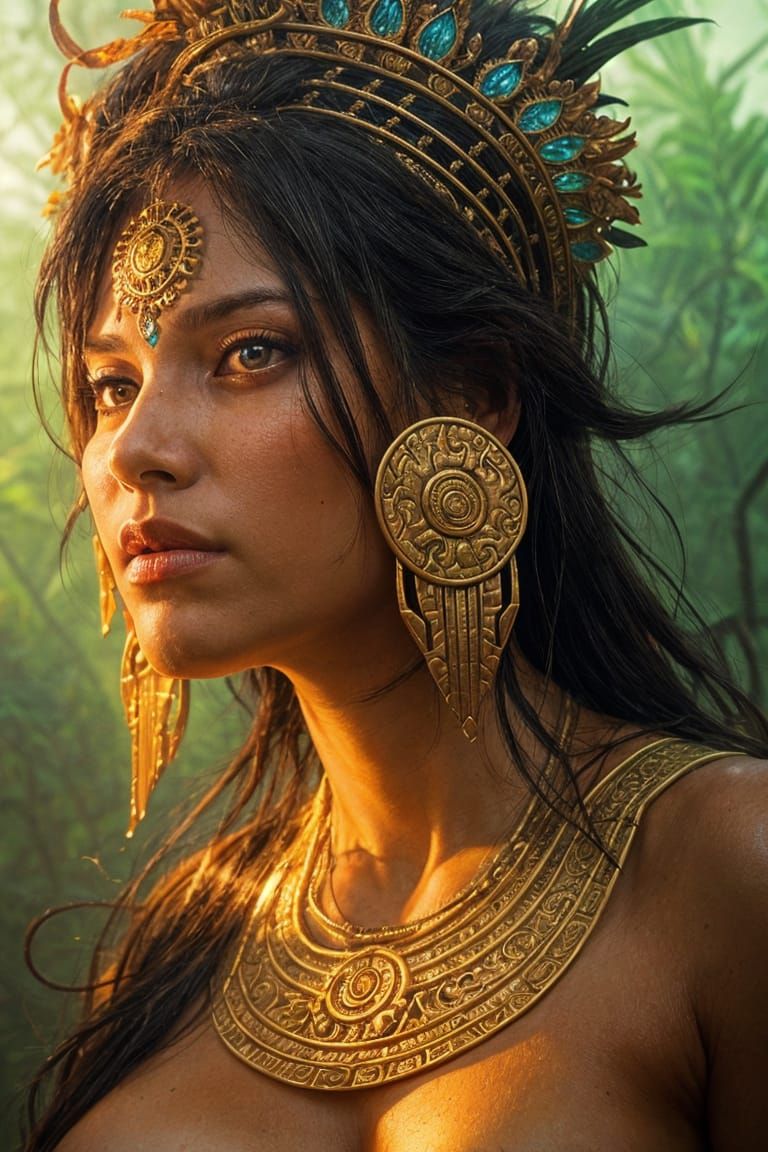 Mayan Jungle Goddess Portrait in Artgerm Style