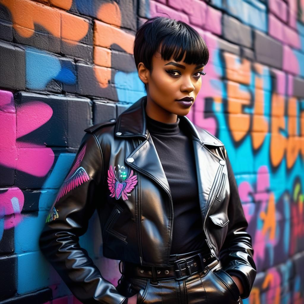 Black Angel in Candy Art Style with Graffiti