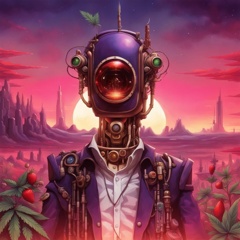 Robot's Cyberpunk Journey Through Steampunk World