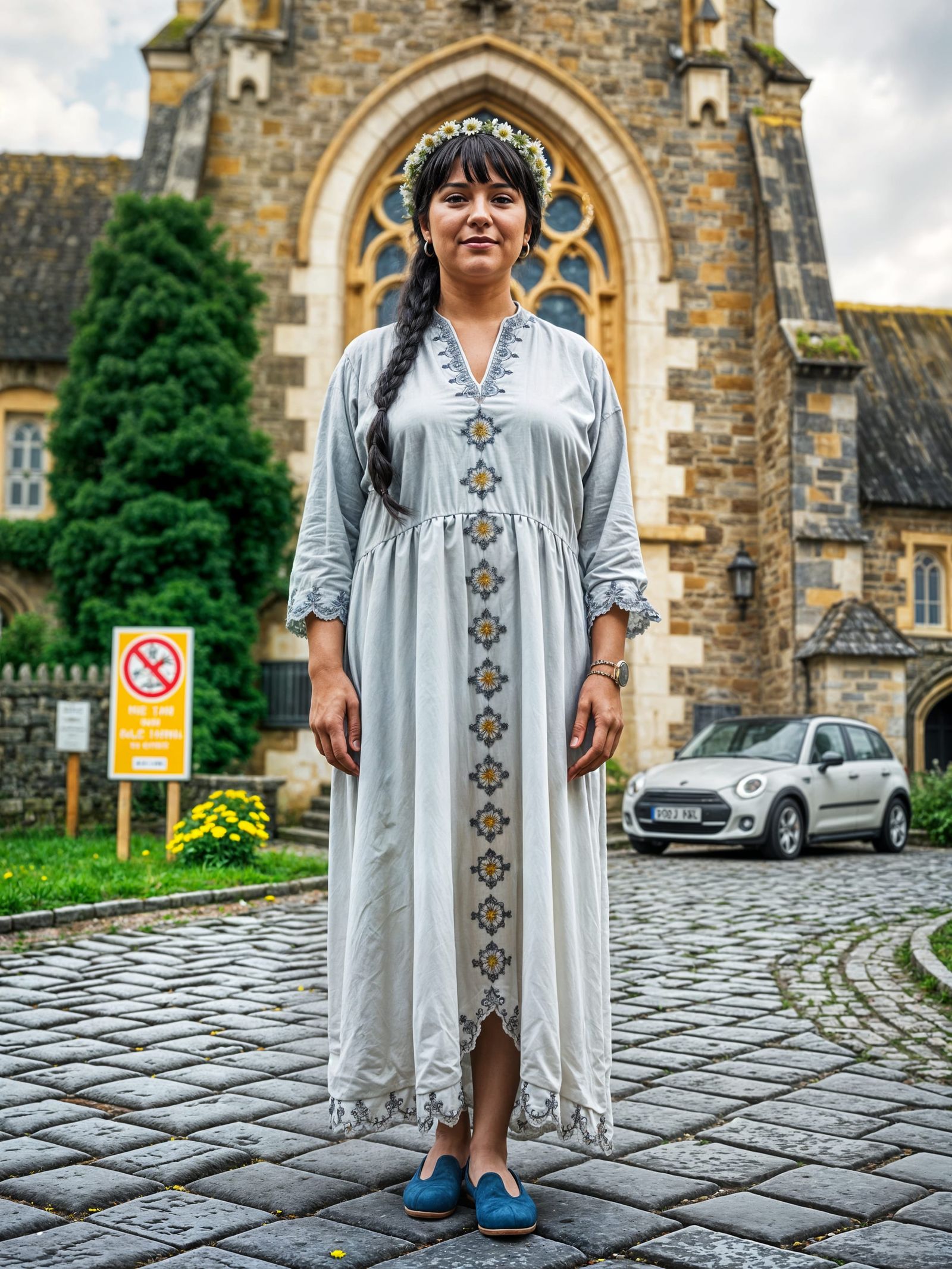 Medieval Woman in Linen Dress Portrait