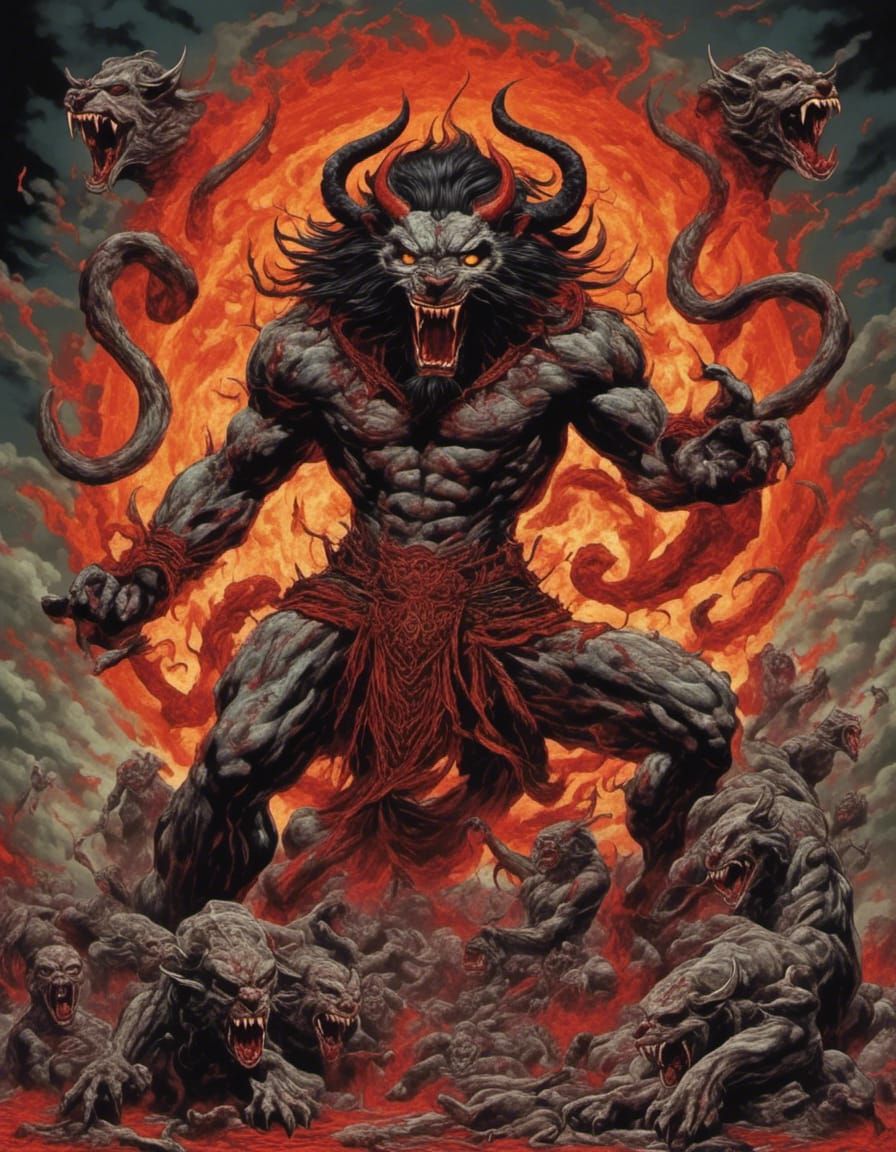 Fearsome Demon with Panther Head