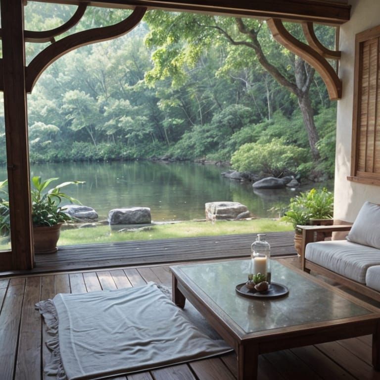 Serene Yoga Oasis in Warm Light