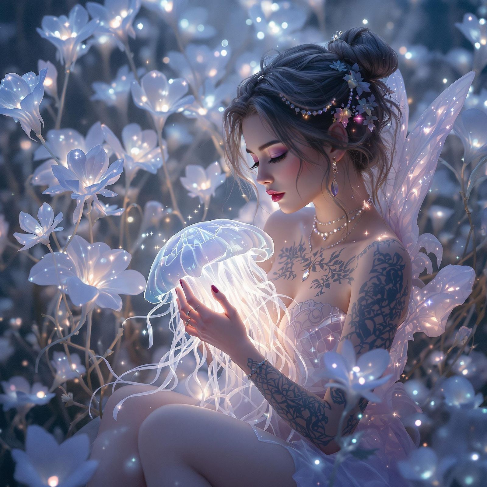 Ethereal Fairies in a Glowing Oceanic Glade