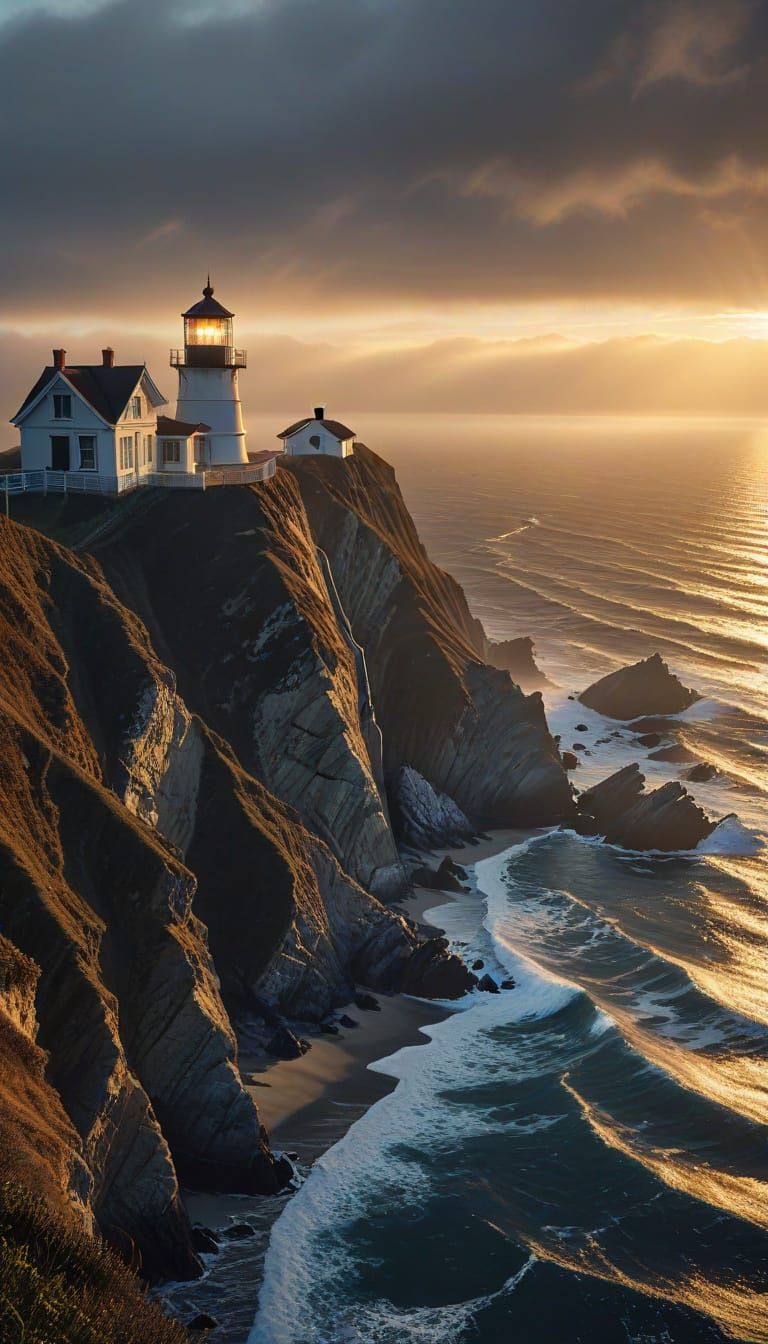 Point Reyes Lighthouse in Hyperrealistic Style