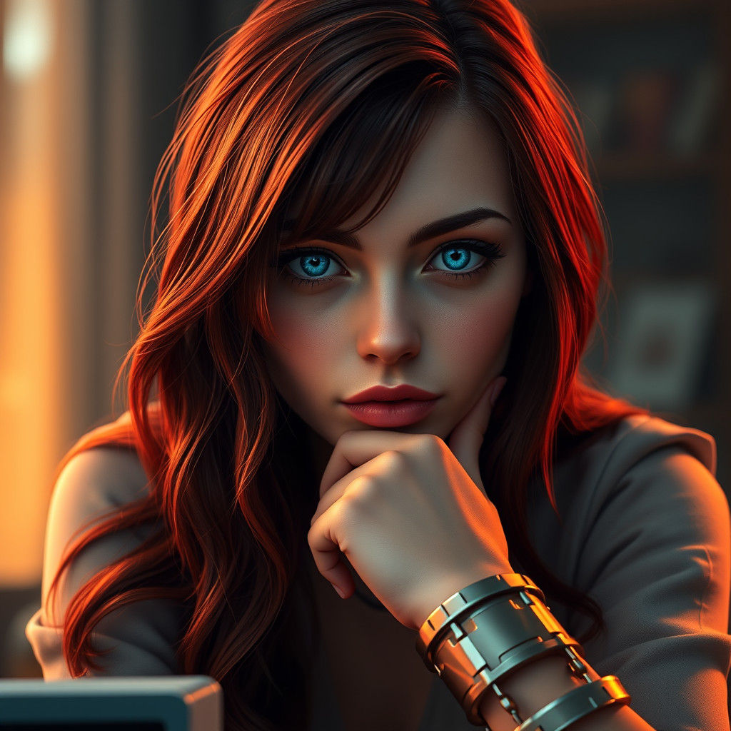 Woman with Dark Hair and Blue Eyes, Concept Art