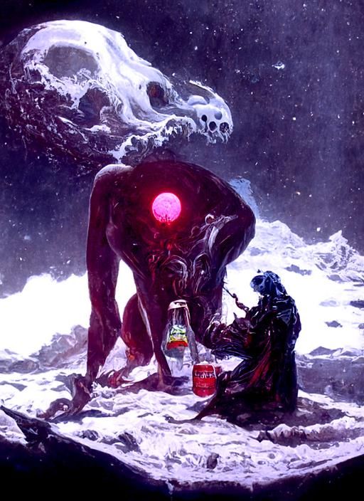 Anshar Drinking Archon Blood: Synthwave Anime Horror