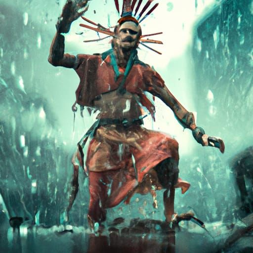 Apache Rain Dance in Detailed Matte Painting