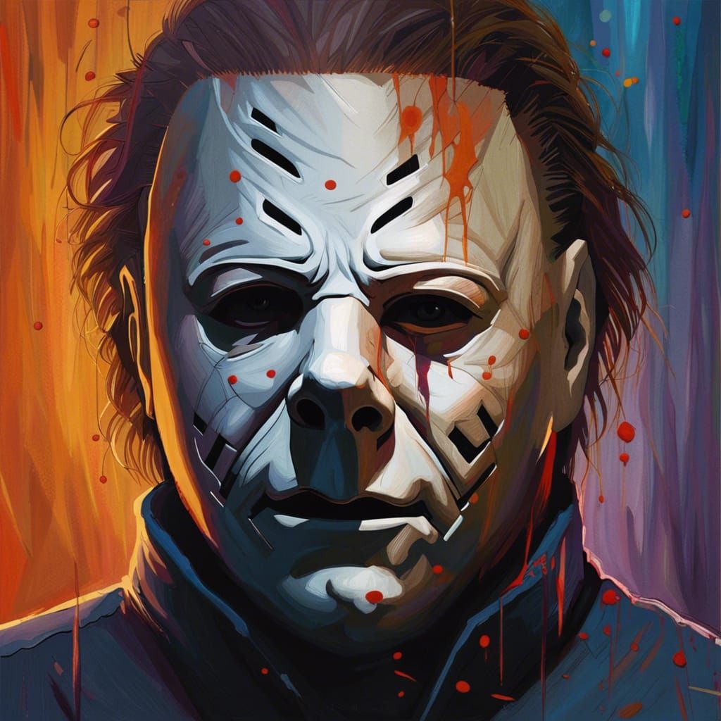Hyperrealistic Michael Myers Splash Art Portrait