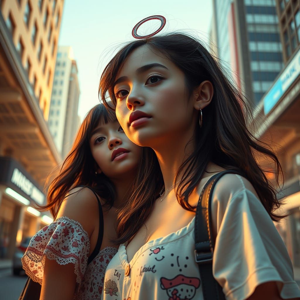 Girls in Urban Megastructure Bask in Natural Light