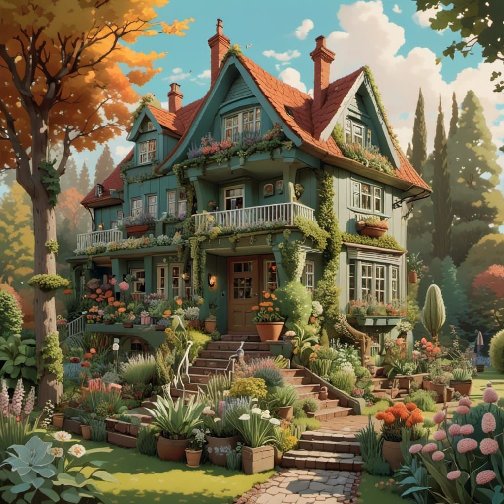 Mansion in Forest in Realist Style