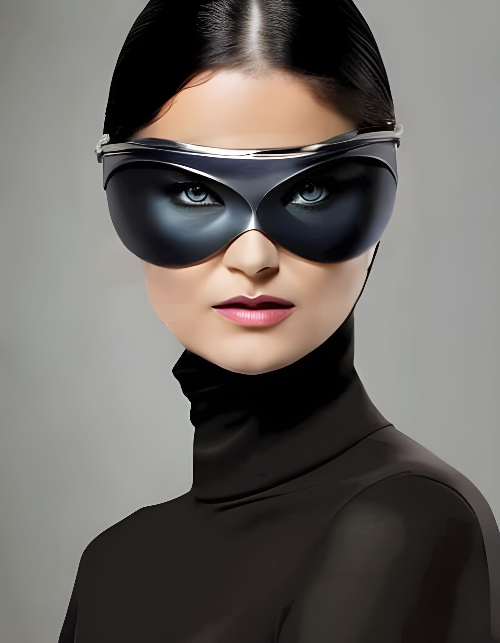 Woman with Futuristic Eye Patch: Realistic Fine Art Portrait