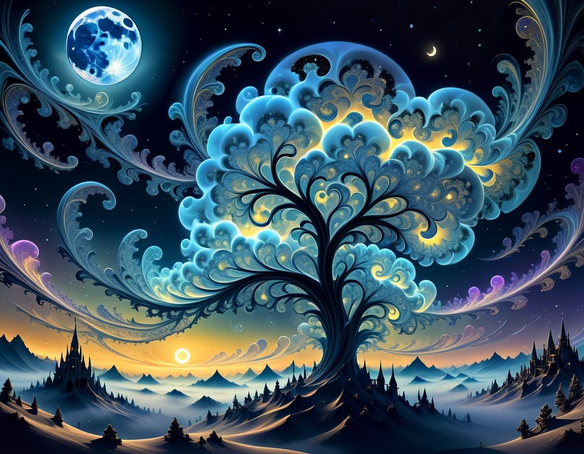 Mysterious Fractal Creature Creates Moon Pattern