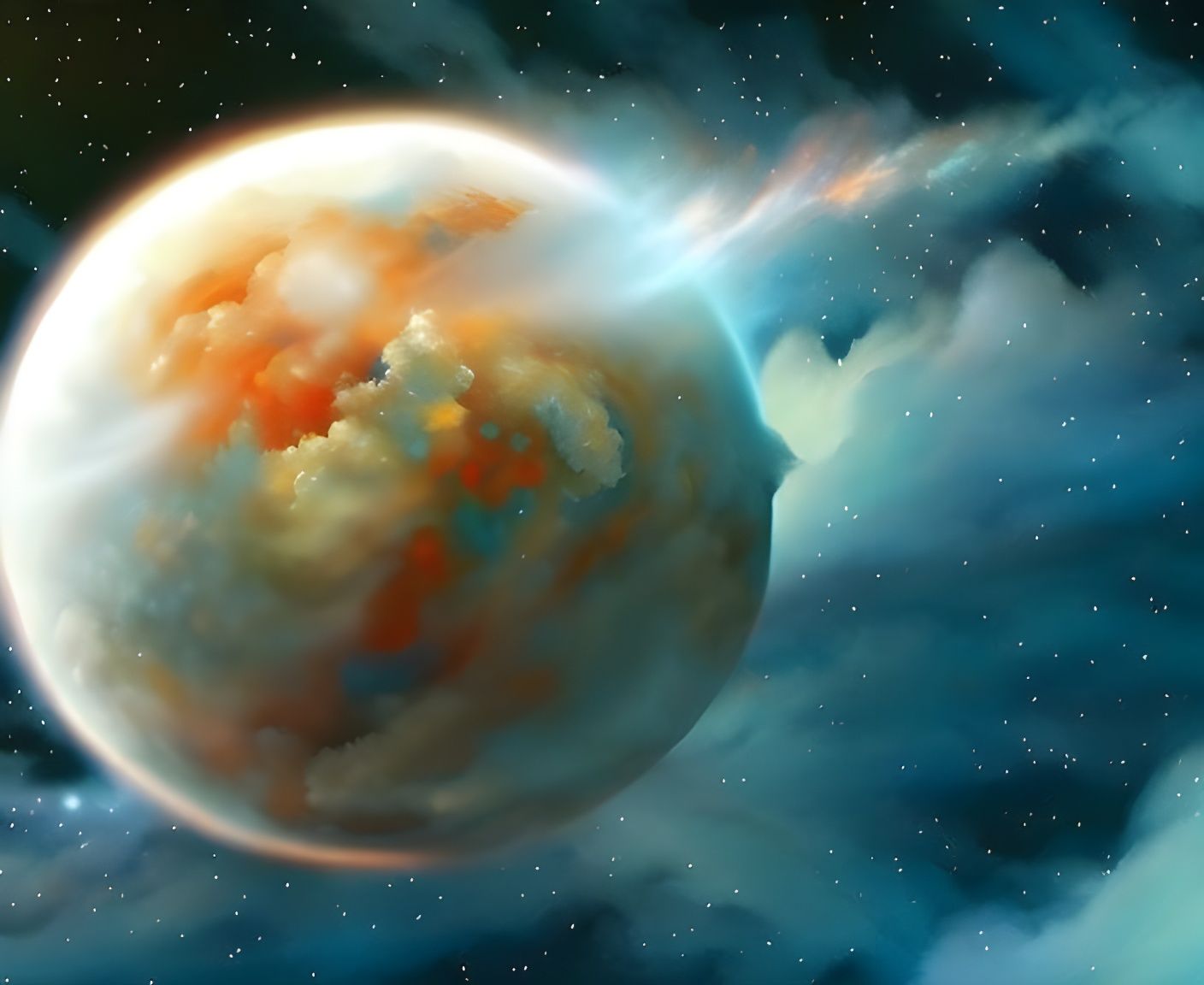 Cosmic Tornado Engulfs Planet: Airbrush Speedpainting