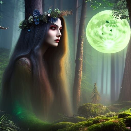 Forest Spirit-Woman in Fairycore Illustration